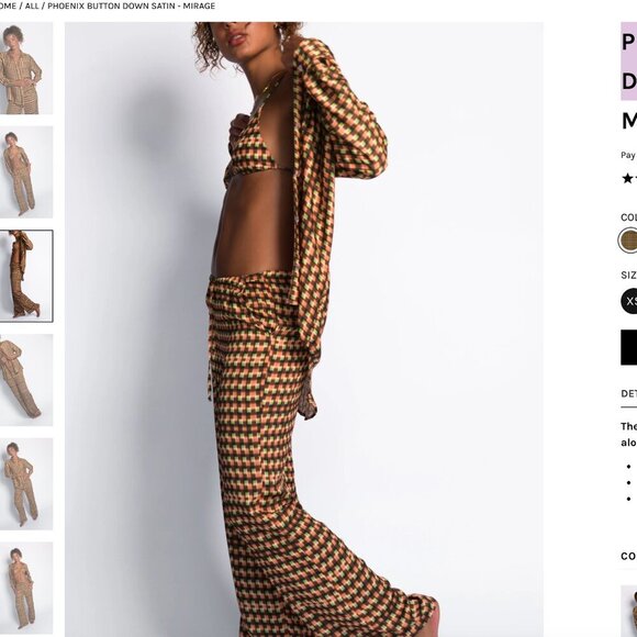 Skatie | Phoenix Button Down Satin Collared Shirt Swimsuit Cover up in Kilauea - Picture 5 of 10